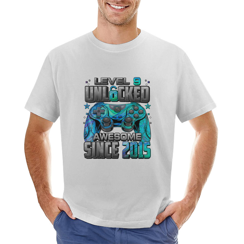 Level 9 Unlocked Awesome Since 2015 9Th Birthday Gaming T-Shirt